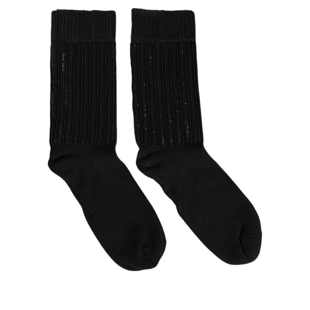 Dolce & Gabbana Black Sequin Cotton Knit Mid Calf Accessory Men's Socks